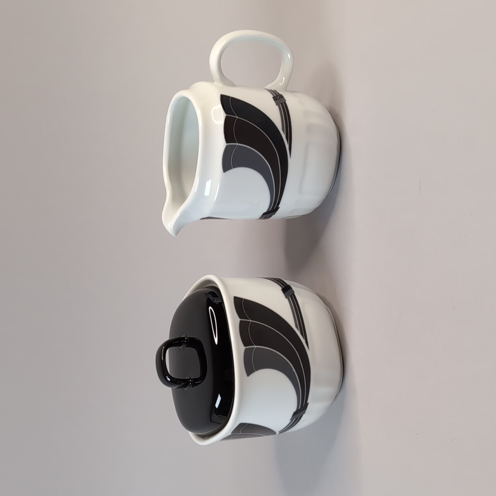 Vintage Gallery Collections by Ranmaru Japan Vogue Black Sugar Bowl Creamer Set